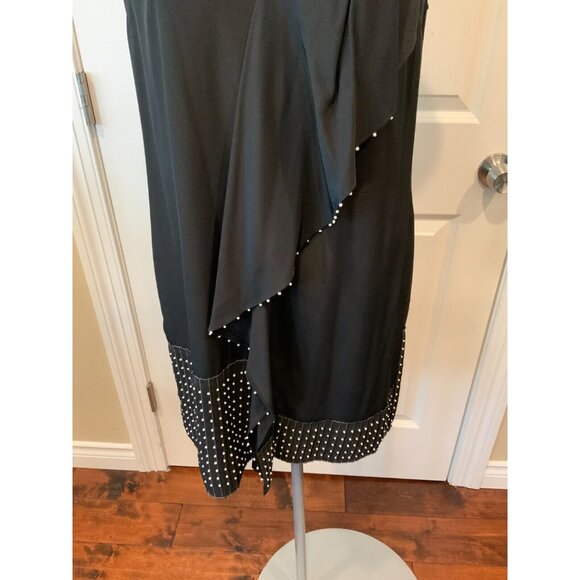 Derek Lam 10 Crosby Black Bead Embellished Ruffle 100% Silk Shift Dress, Size 4 - Picture 3 of 9